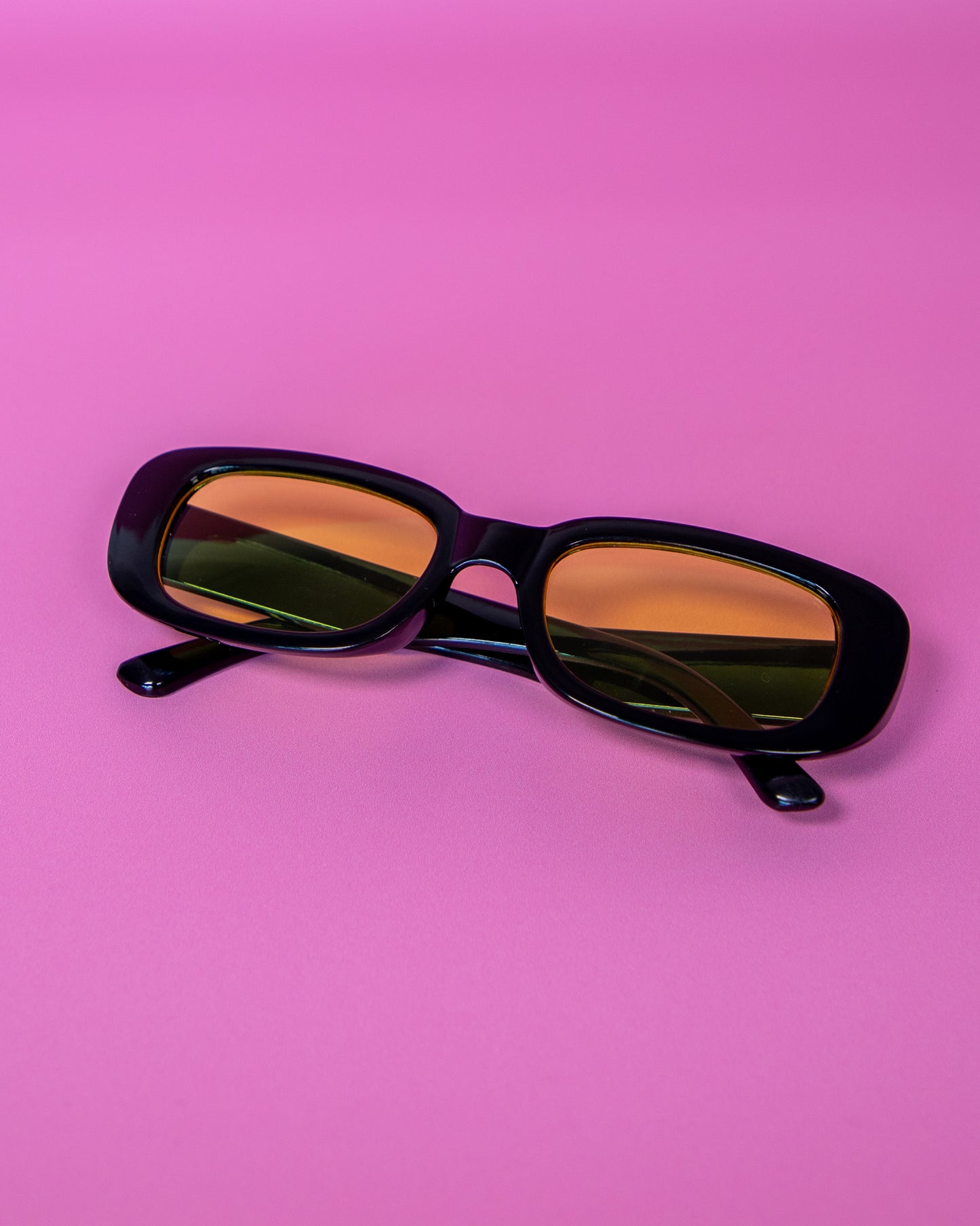Retro Rectangle Sunglasses Black Yellow