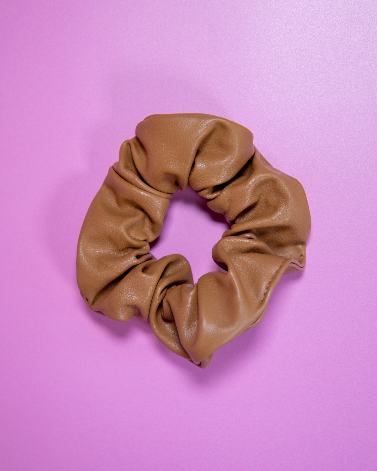 Vegan Leather Scrunchie Brown