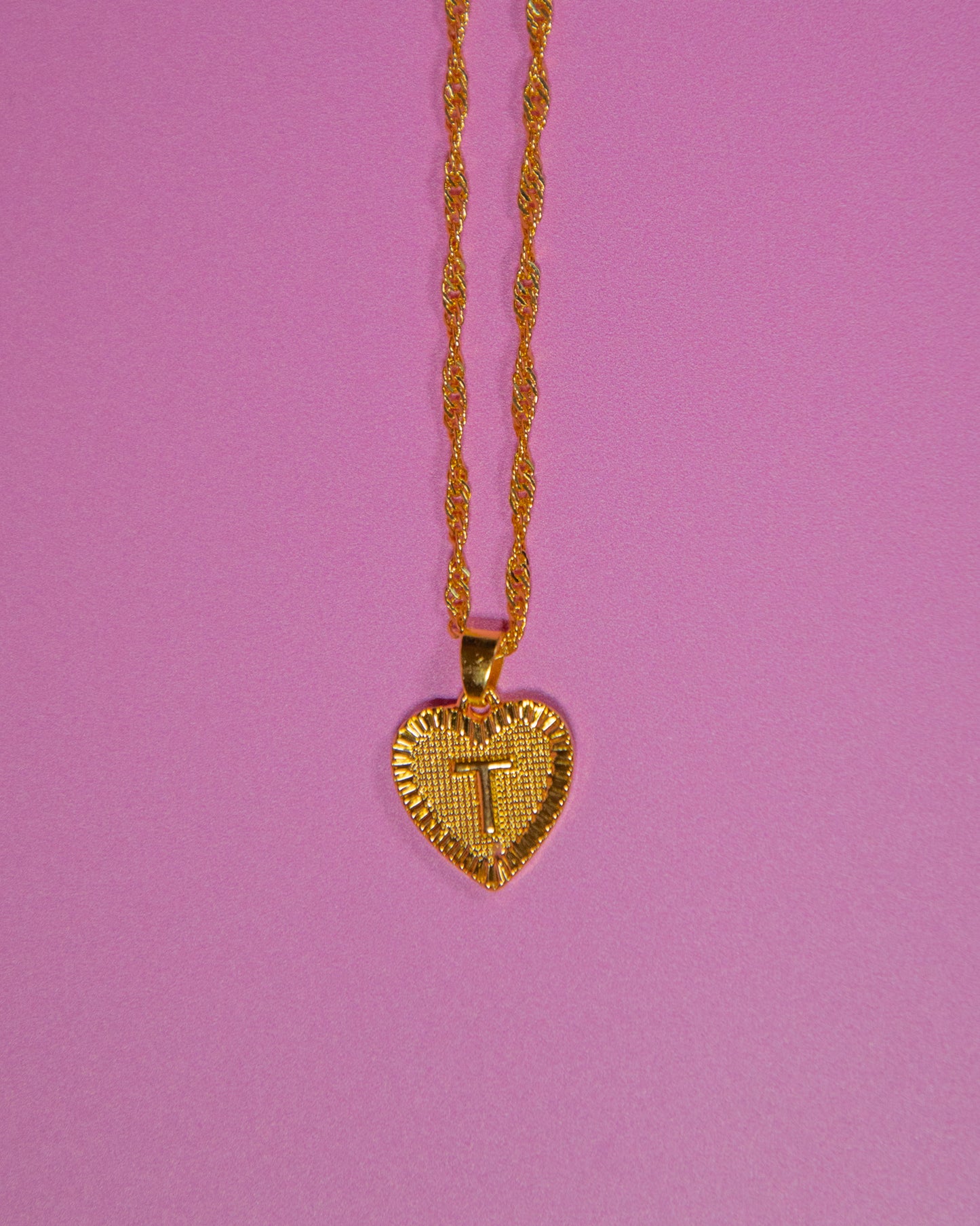 Heart Pendant Initial Letter Necklace Gold