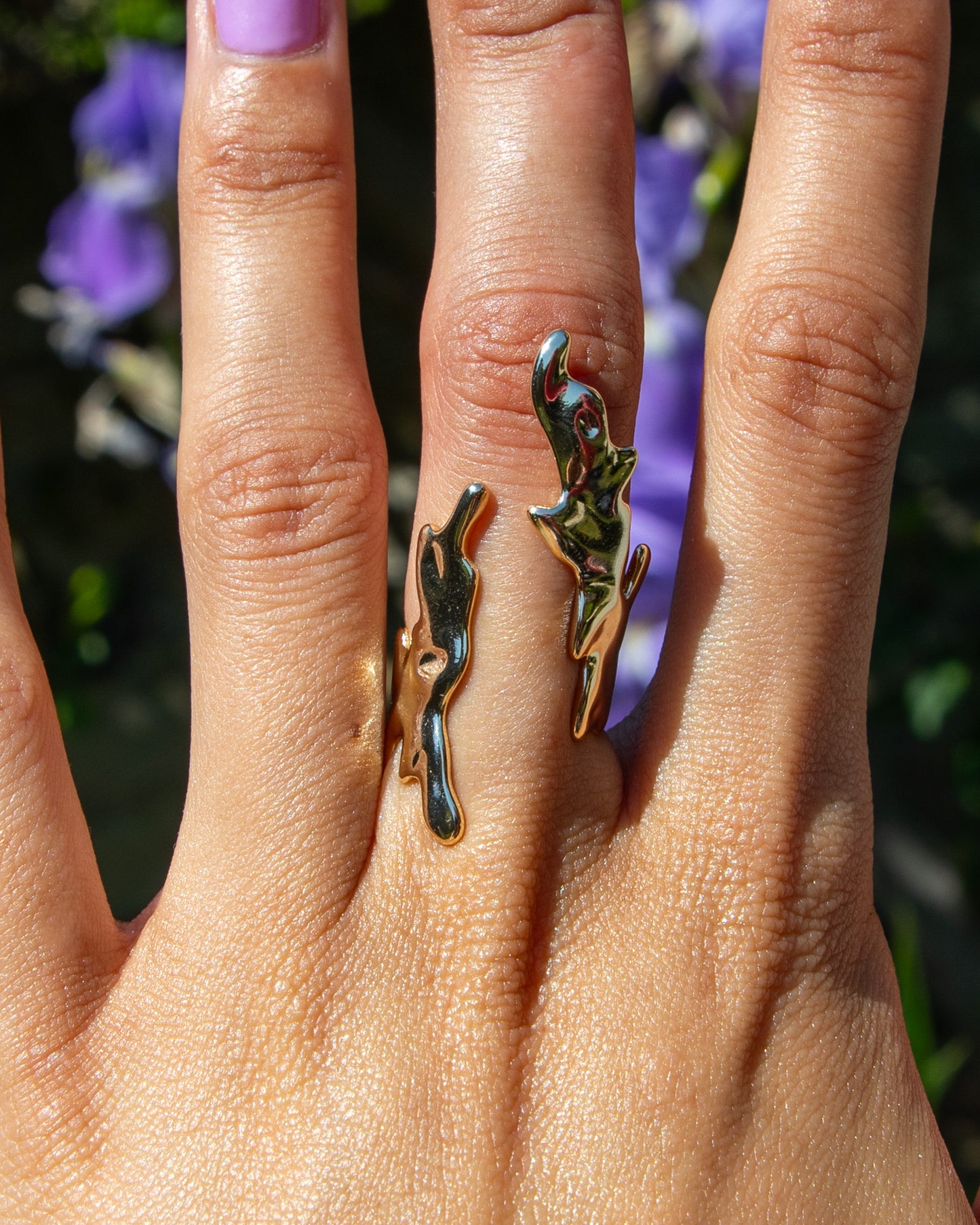 Flame Style Resizable Ring Gold