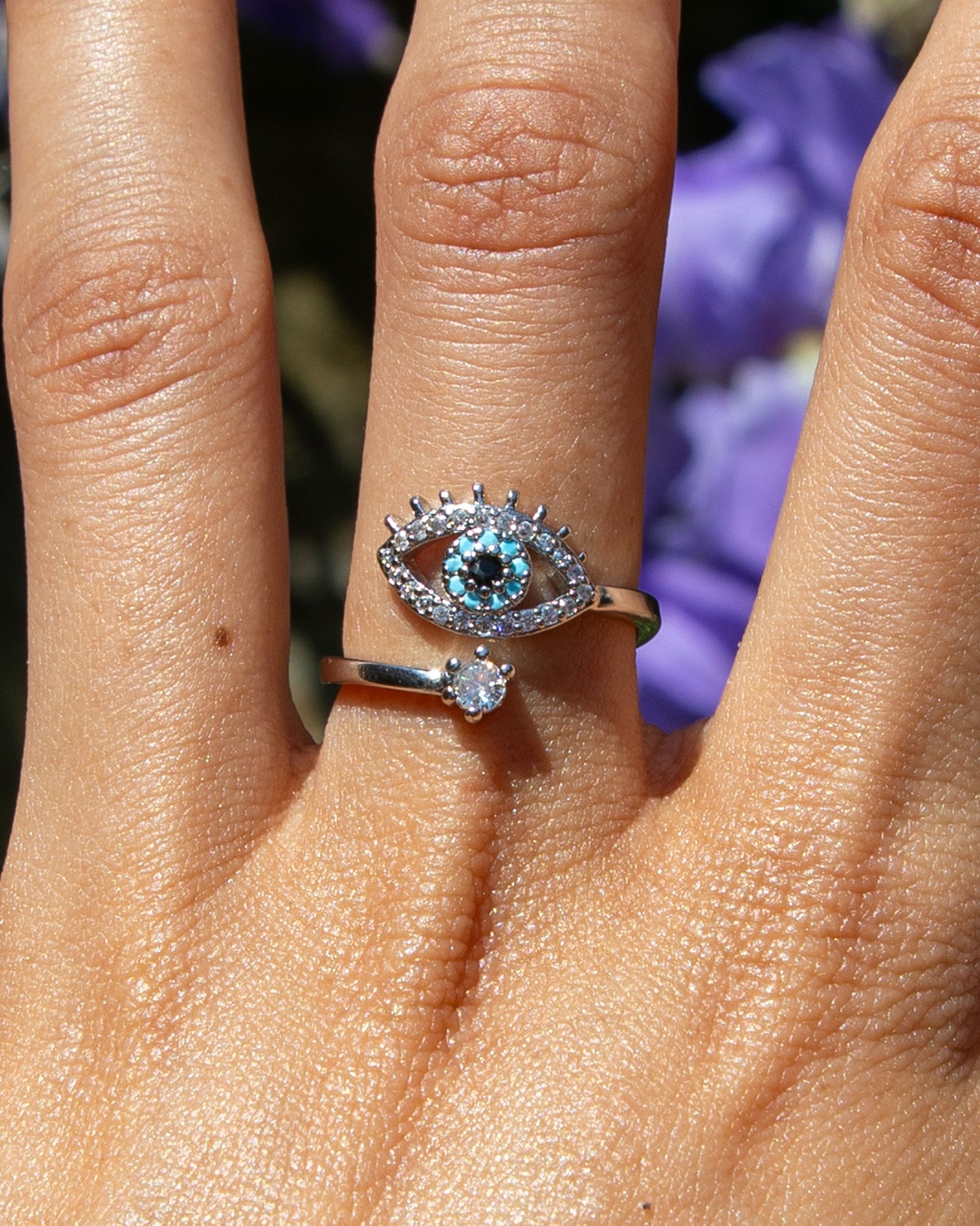 Evil Eye Resizable Ring Silver