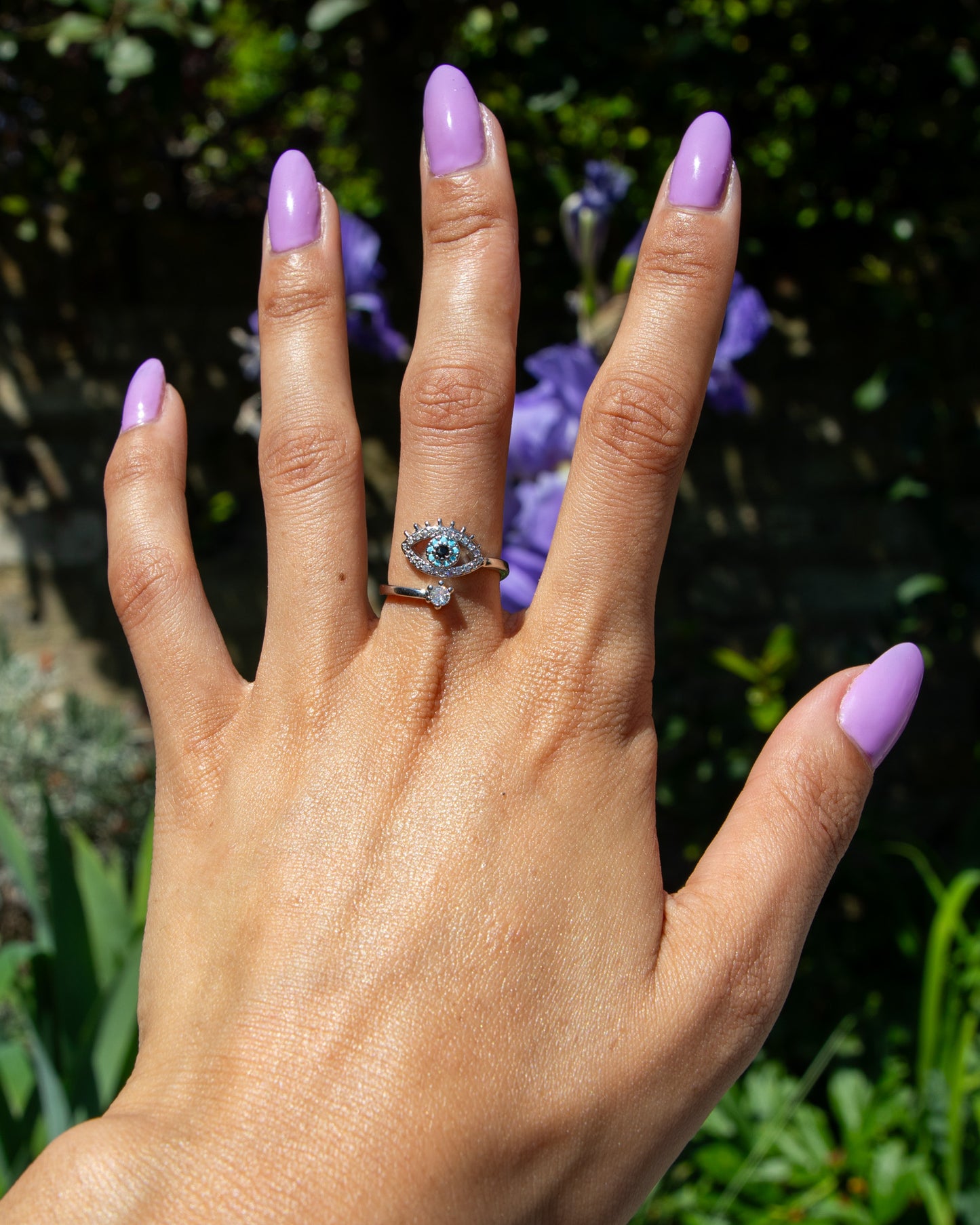 Evil Eye Resizable Ring Silver