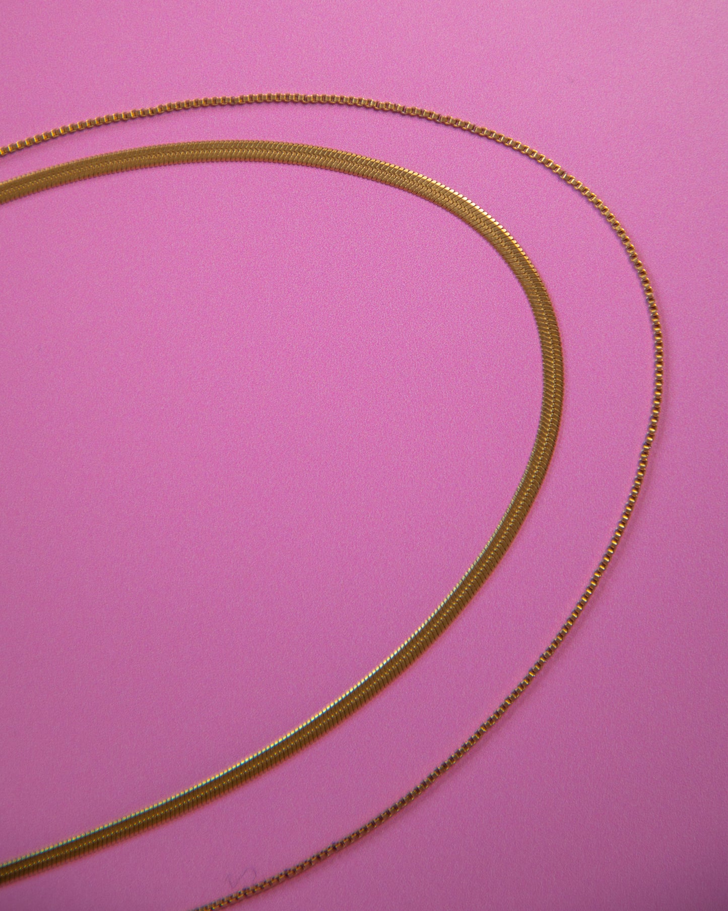 Layered Herringbone Snake Necklace 18k Gold