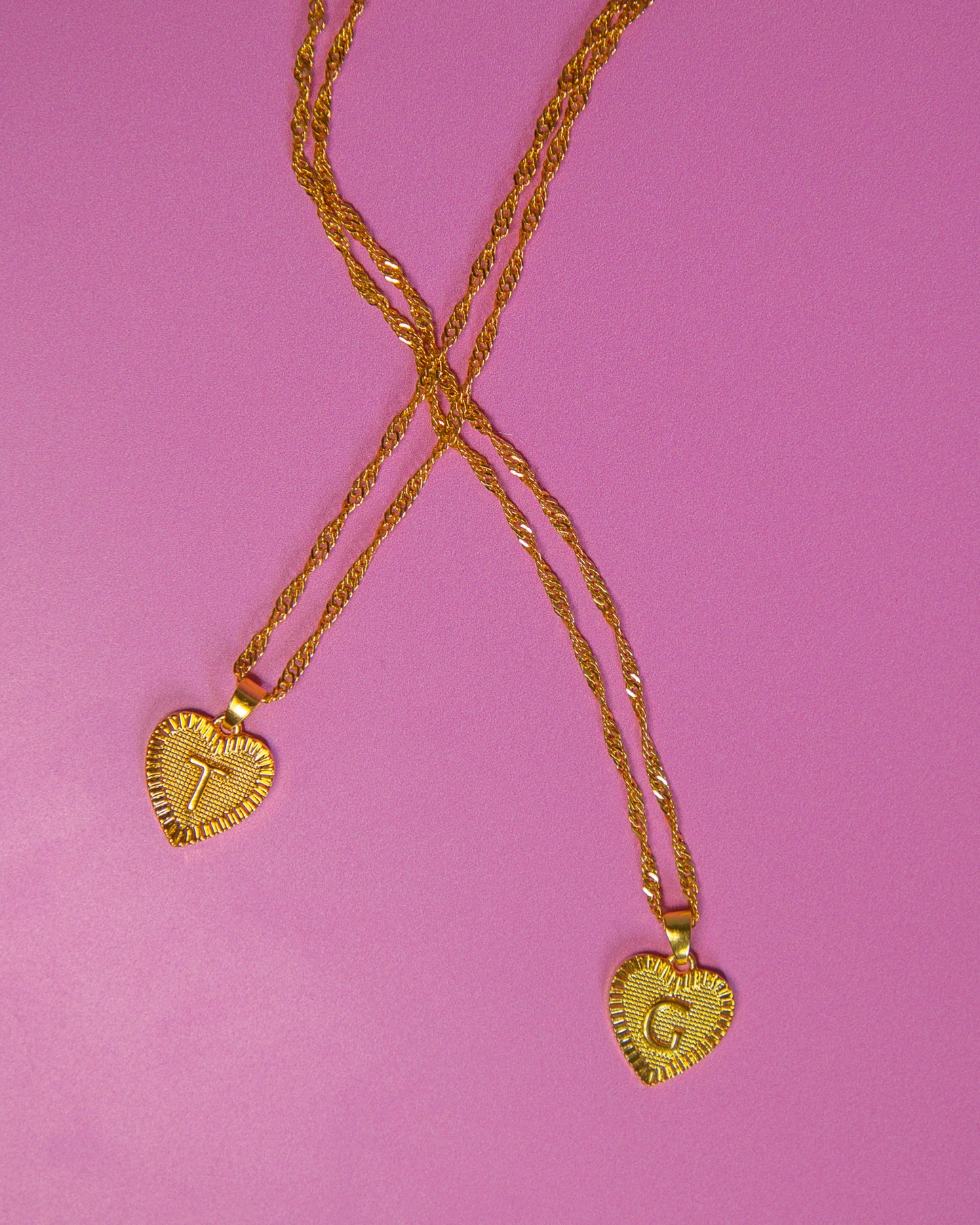 Heart Pendant Initial Letter Necklace Gold