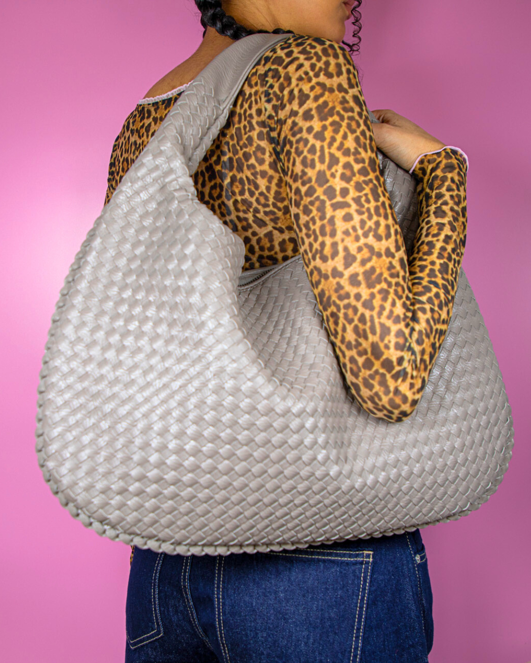 Woven Shoulder Bag Grey