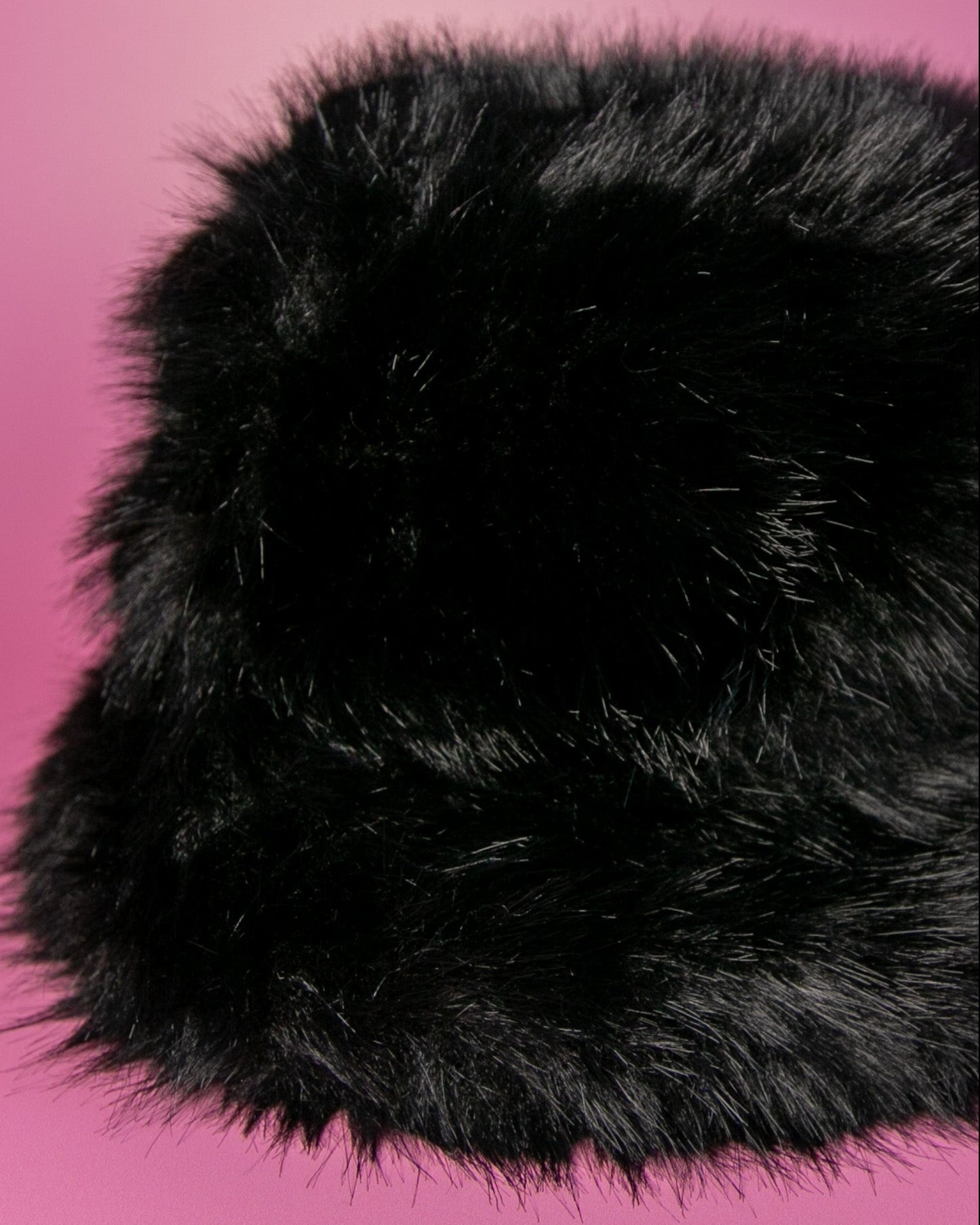 Faux Fur Fluffy Hat Black