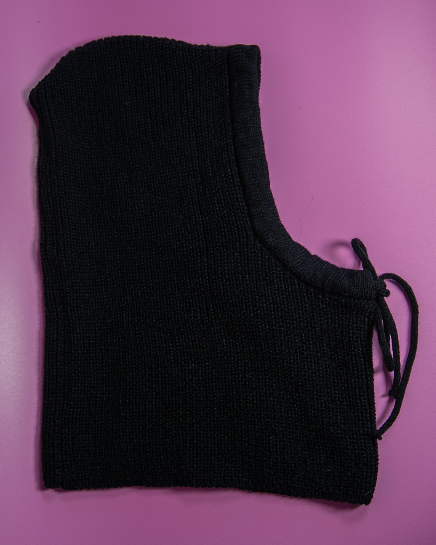 Knitted Drawstring Balaclava Black
