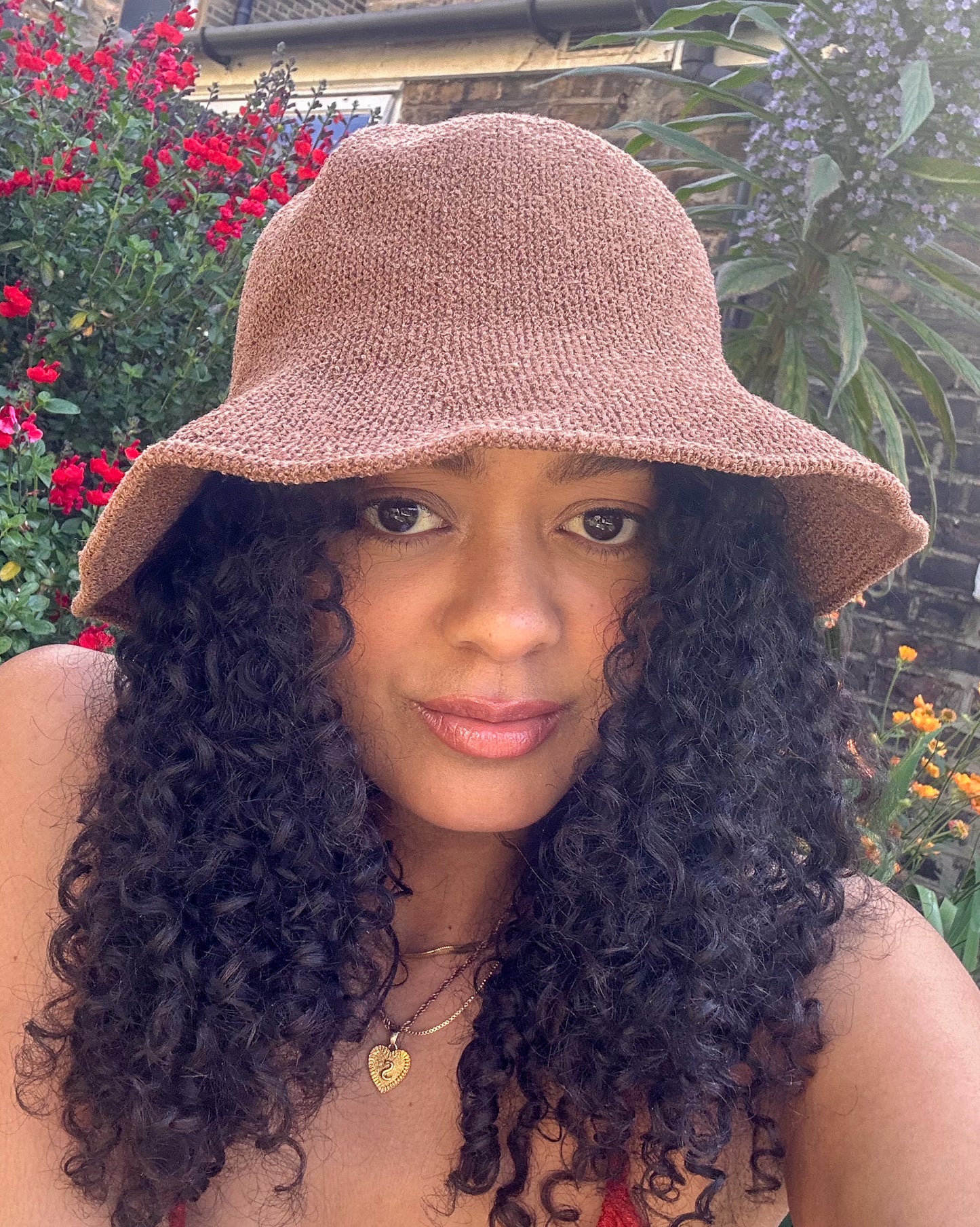 Soft Knitted Summer Hat Brown