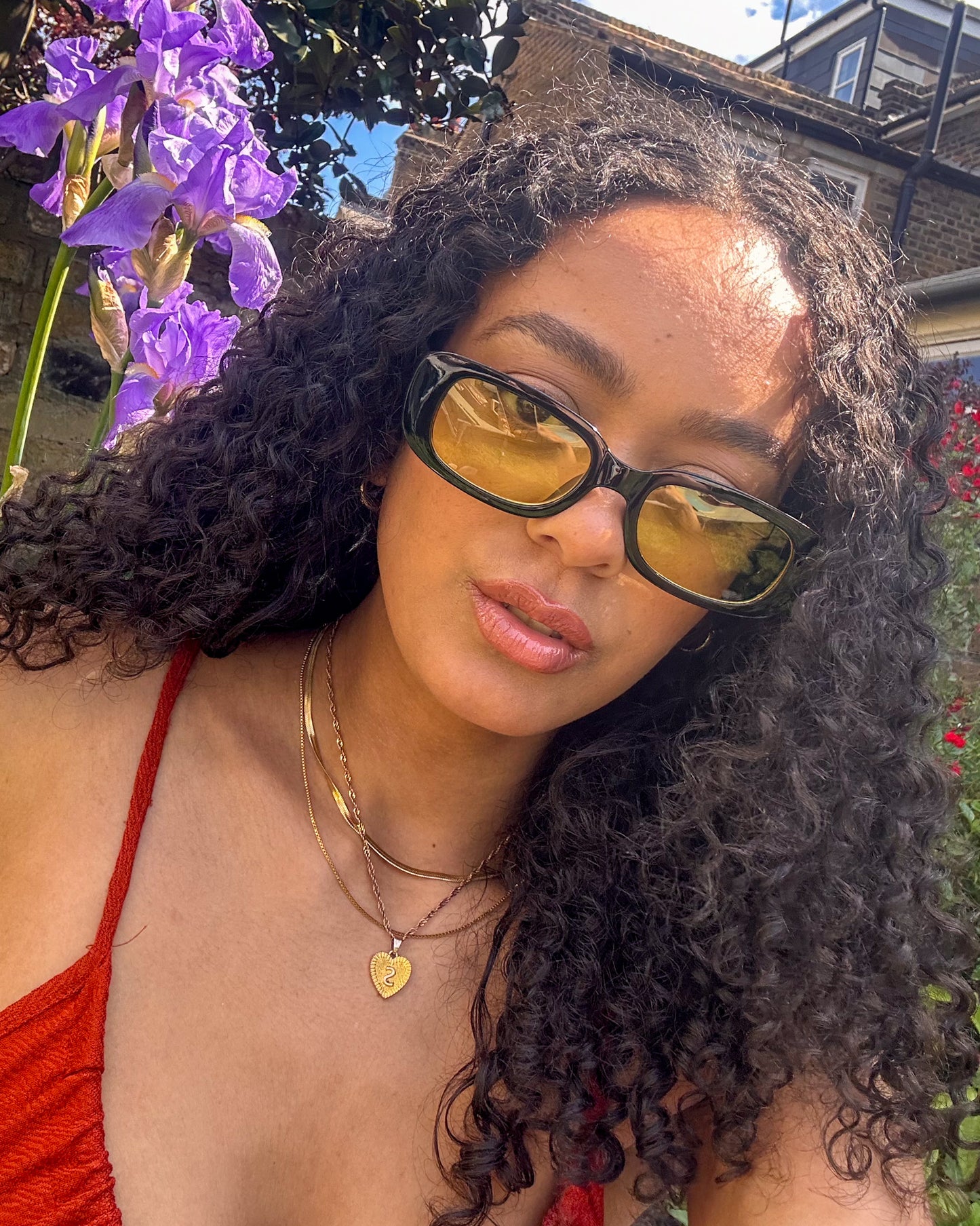 Retro Rectangle Sunglasses Black Yellow