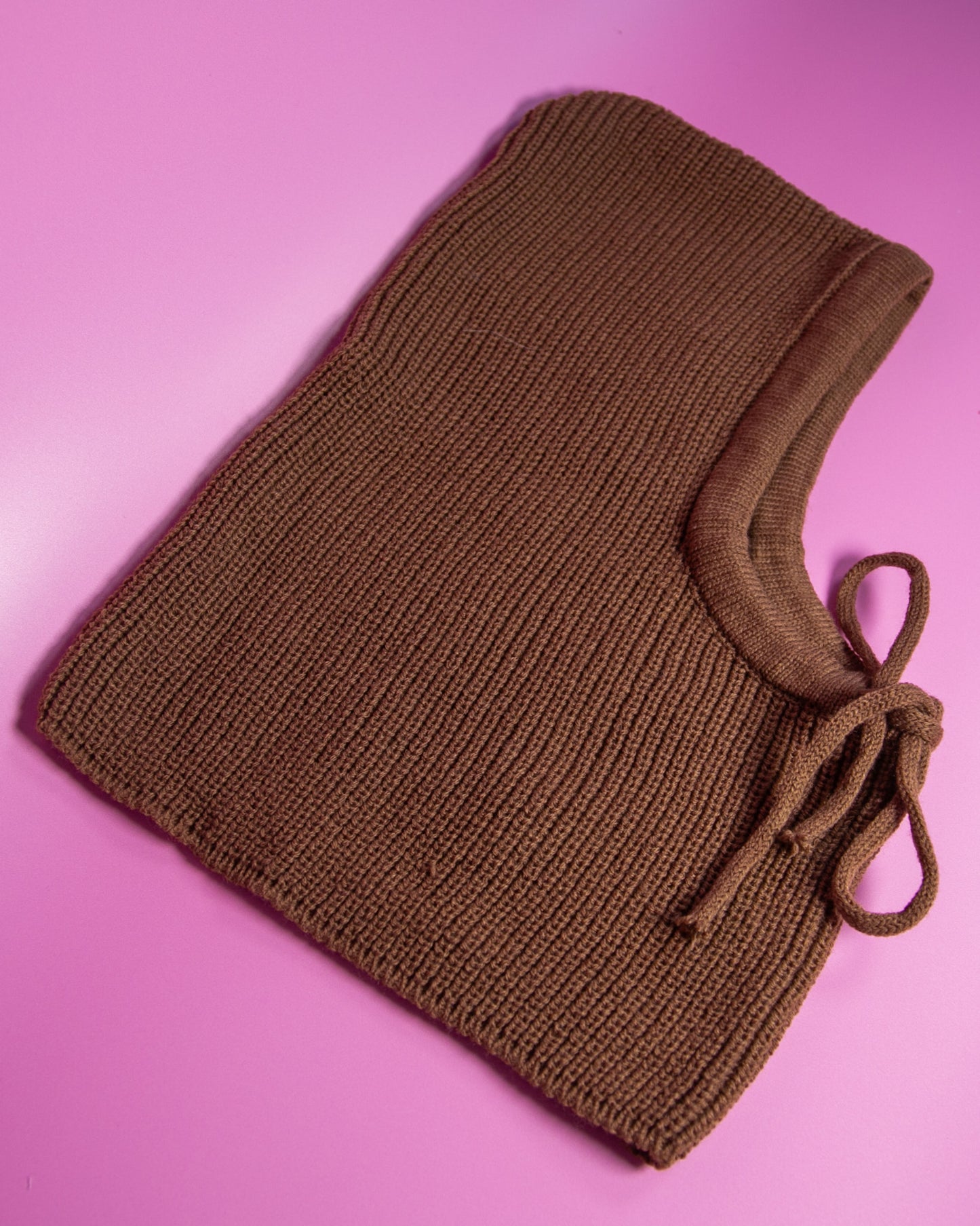 Knitted Drawstring Balaclava Brown