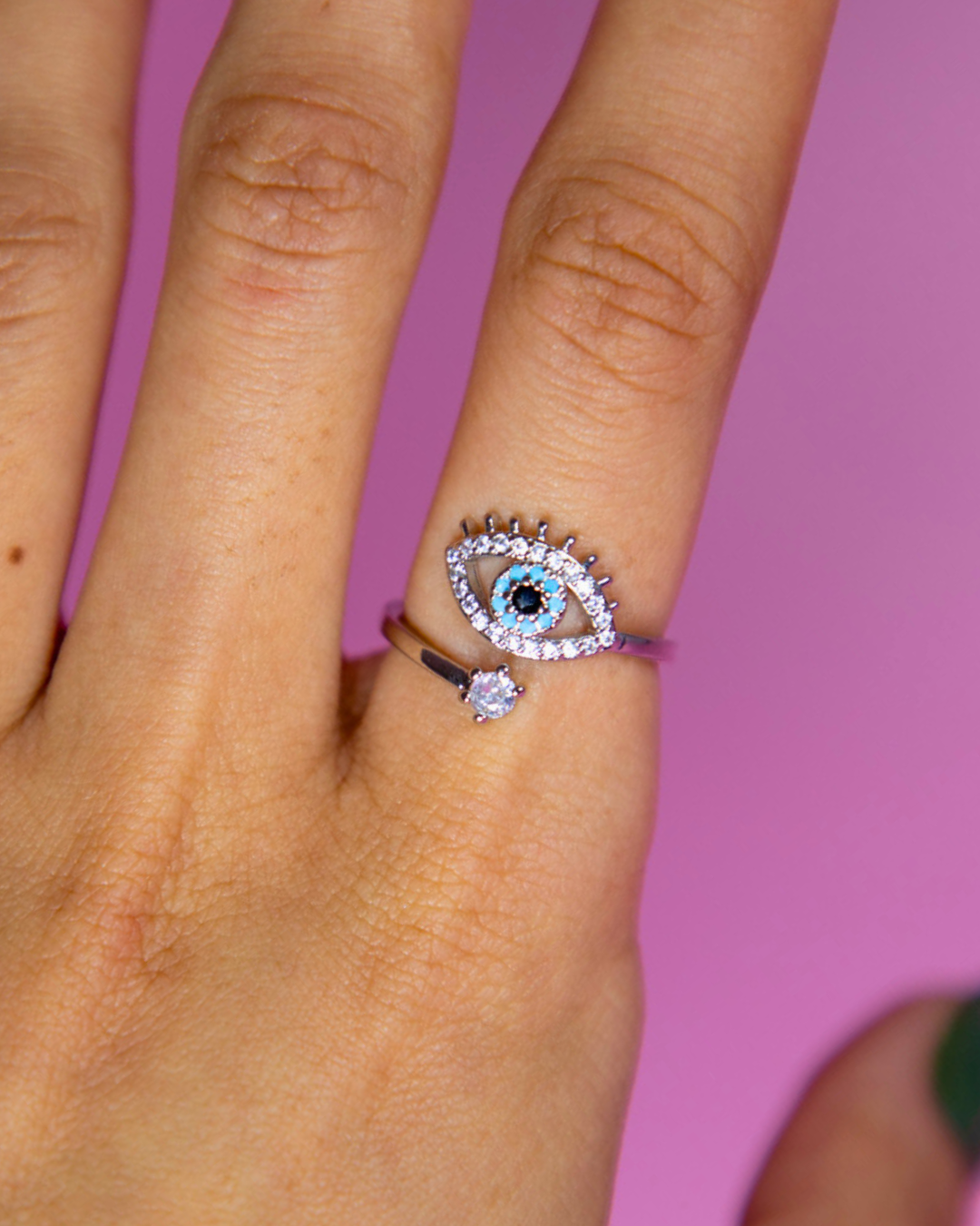 Evil Eye Resizable Ring Silver