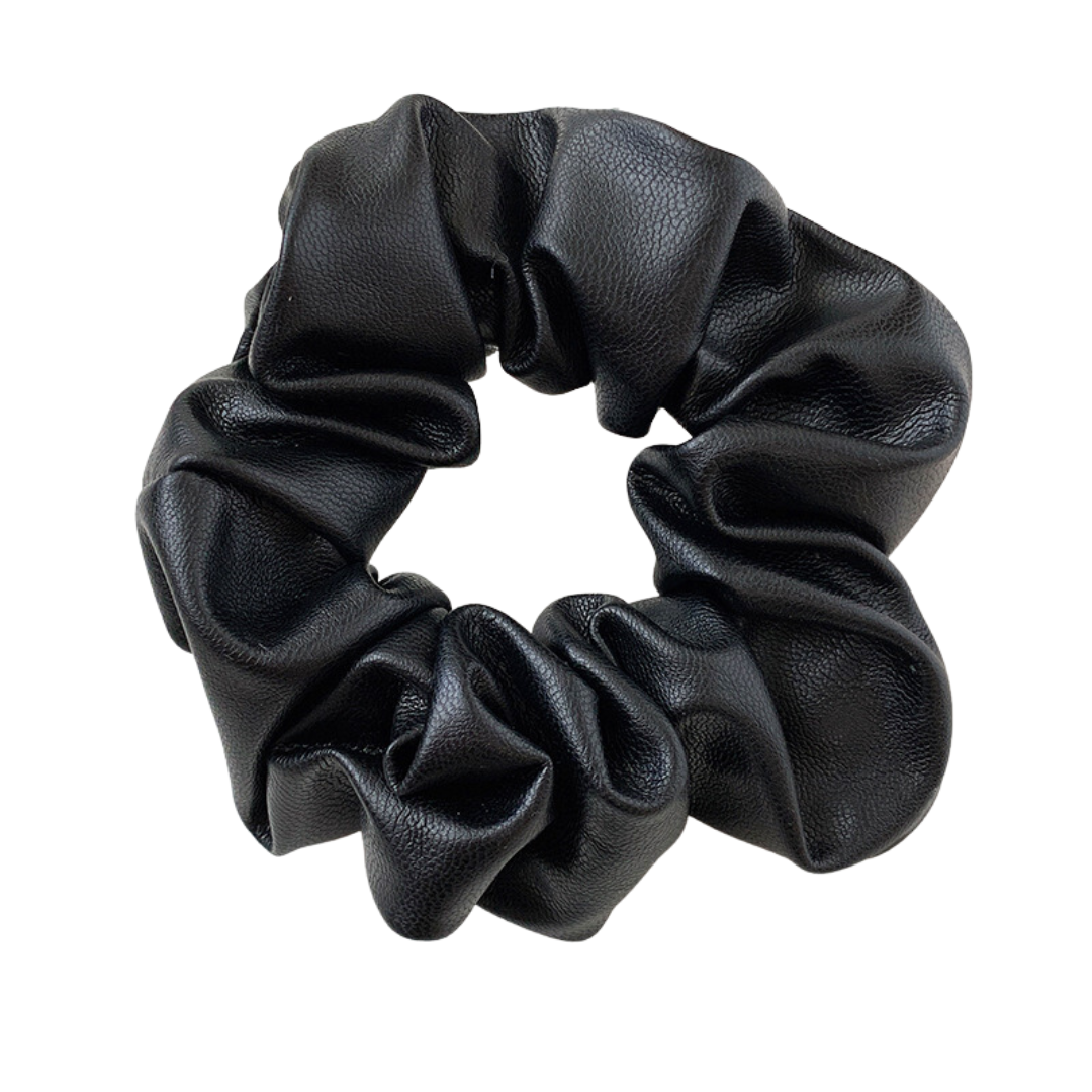 Vegan Leather Scrunchie Black