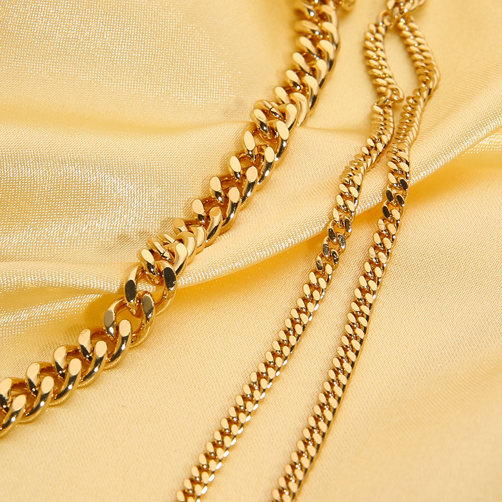Multi Chain Green Crystal Necklace 18k Gold