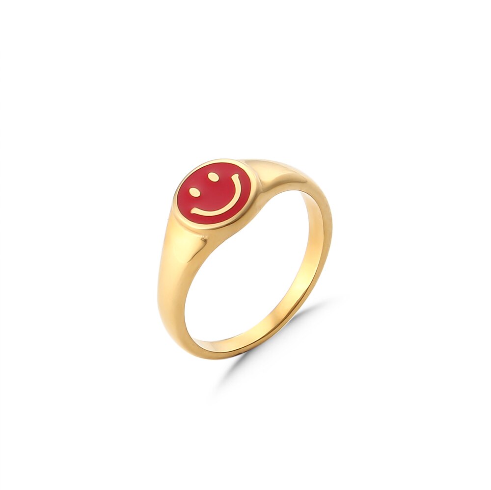 Smiley Face Ring 18k Gold