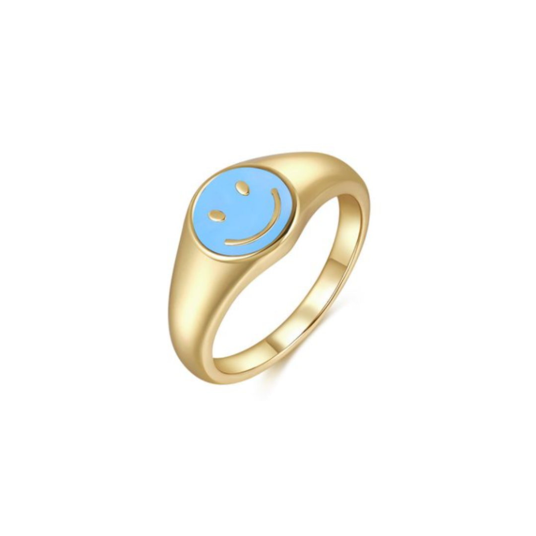 Smiley Face Ring 18k Gold