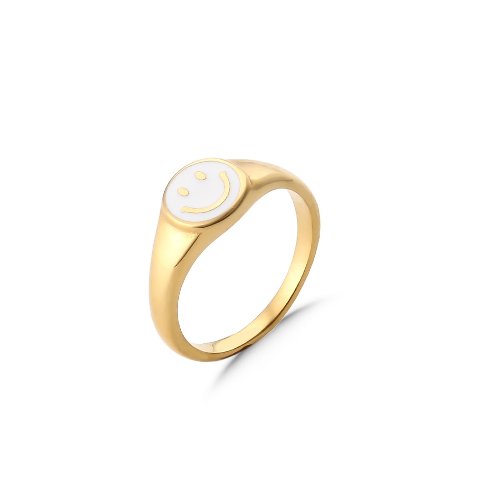 Smiley Face Ring 18k Gold
