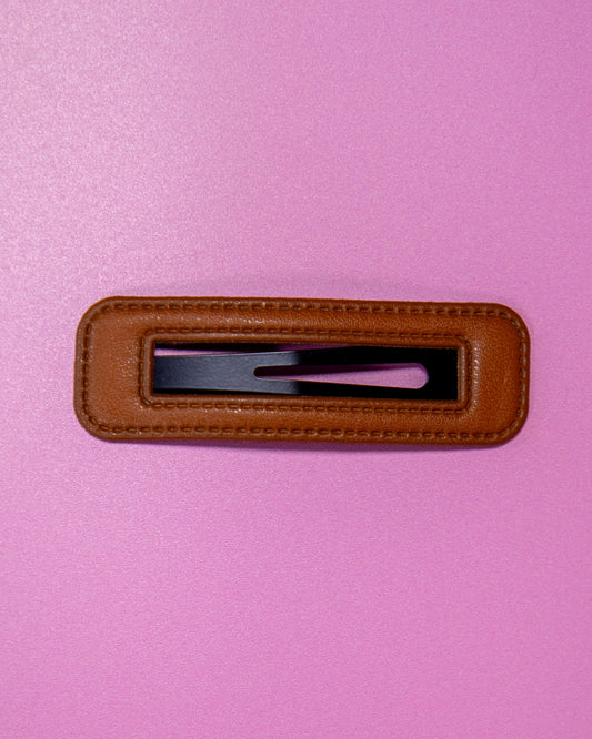 Vegan Leather Clip Brown