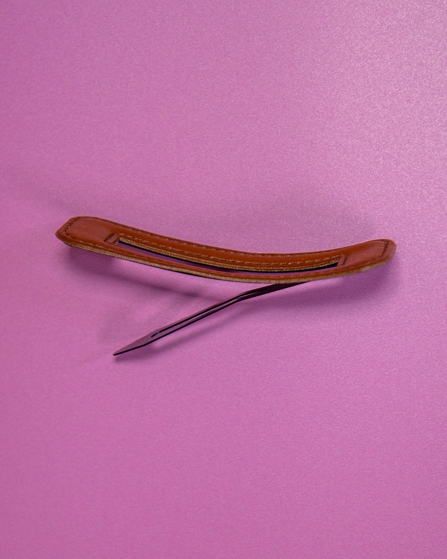 Vegan Leather Clip Brown