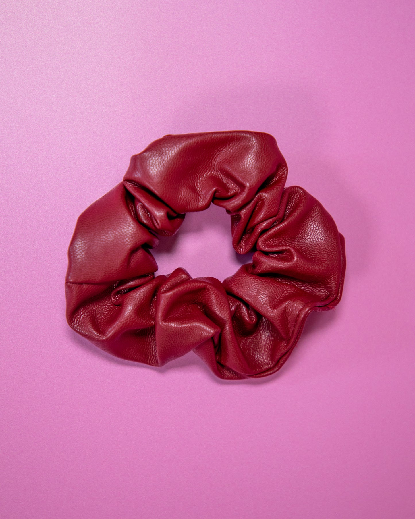 Vegan Leather Scrunchie Burgundy Red