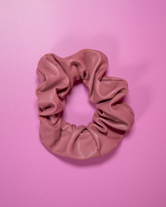 Vegan Leather Scrunchie Pink