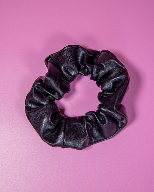 Vegan Leather Scrunchie Black