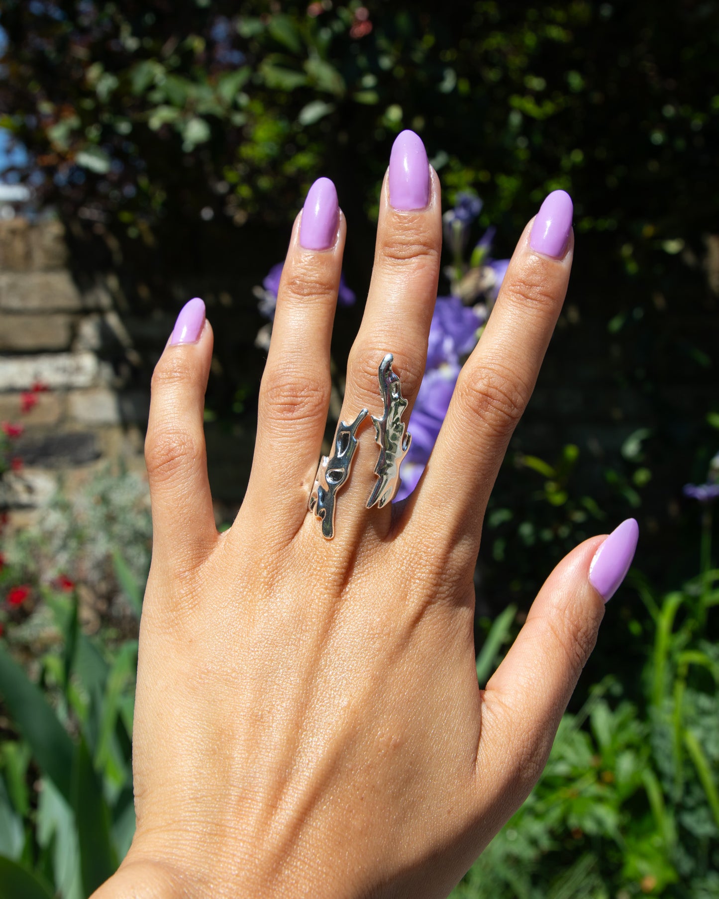 Flame Style Resizable Ring Silver