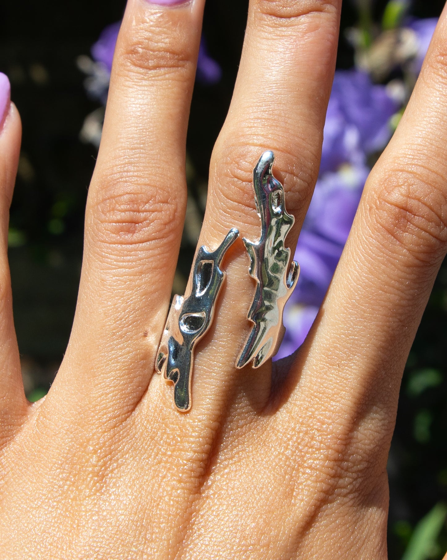 Flame Style Resizable Ring Silver