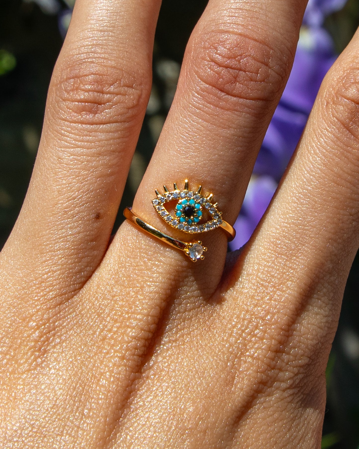 Evil Eye Resizable Ring Gold