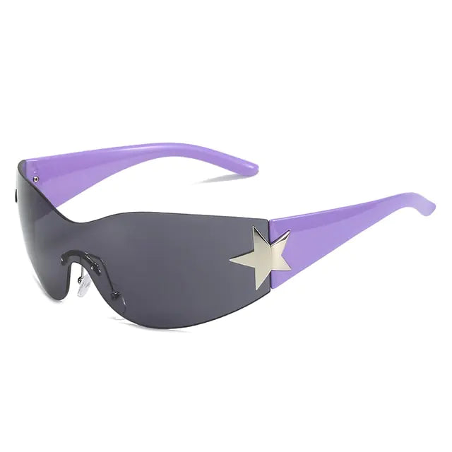 Y2K Star Frameless Sunglasses Purple