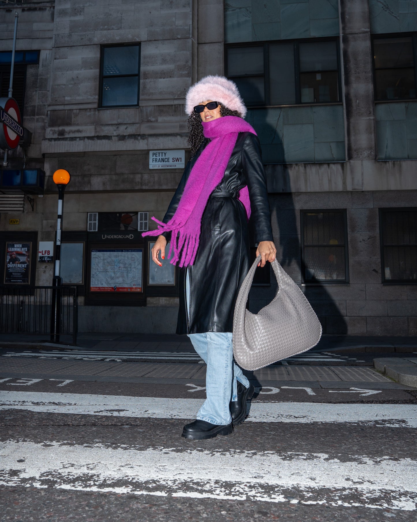 Fringe Blanket Scarf Pink Pitaya