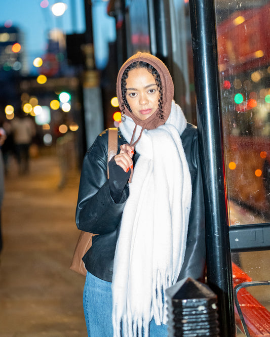 Fringe Blanket Scarf Cream