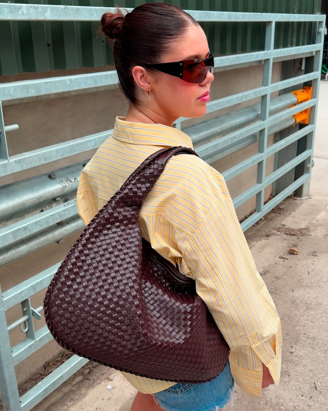 Woven Shoulder Bag Brown