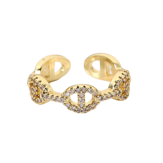 Eye Link Crystal Resizable Ring 18k Gold