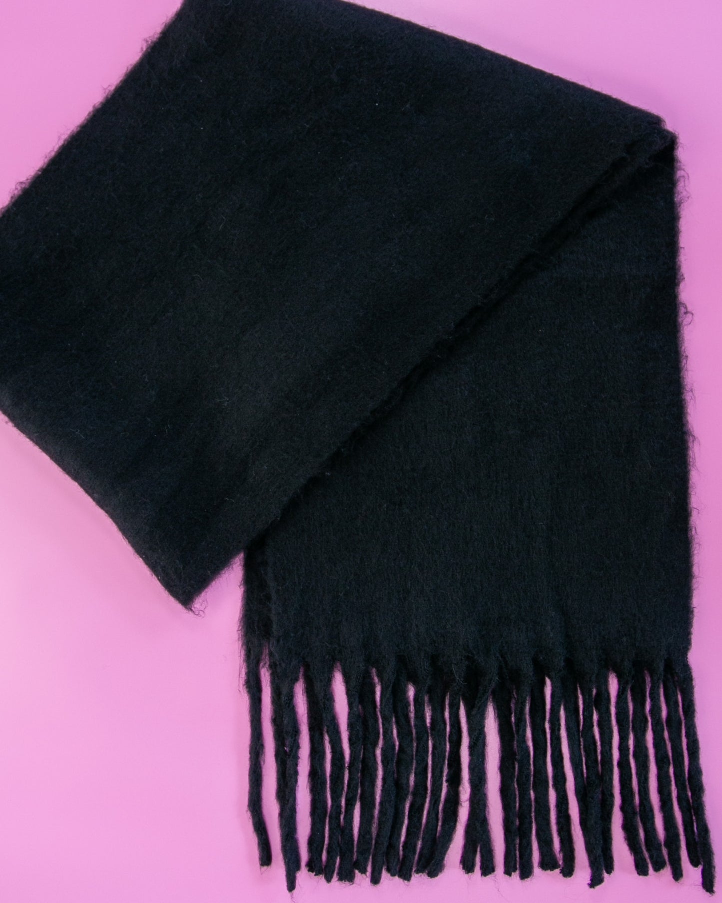 Fringe Blanket Scarf Black