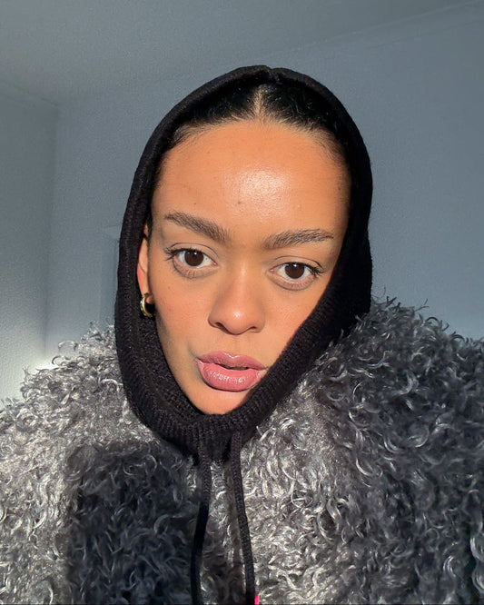 Knitted Drawstring Balaclava Black