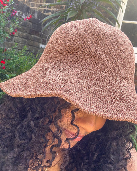 Soft Knitted Summer Hat Brown