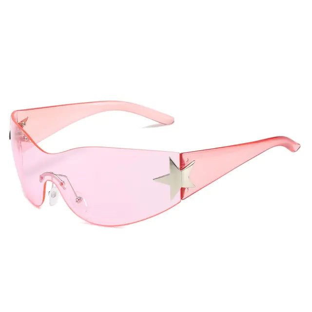 Y2K Star Frameless Sunglasses Pale Pink