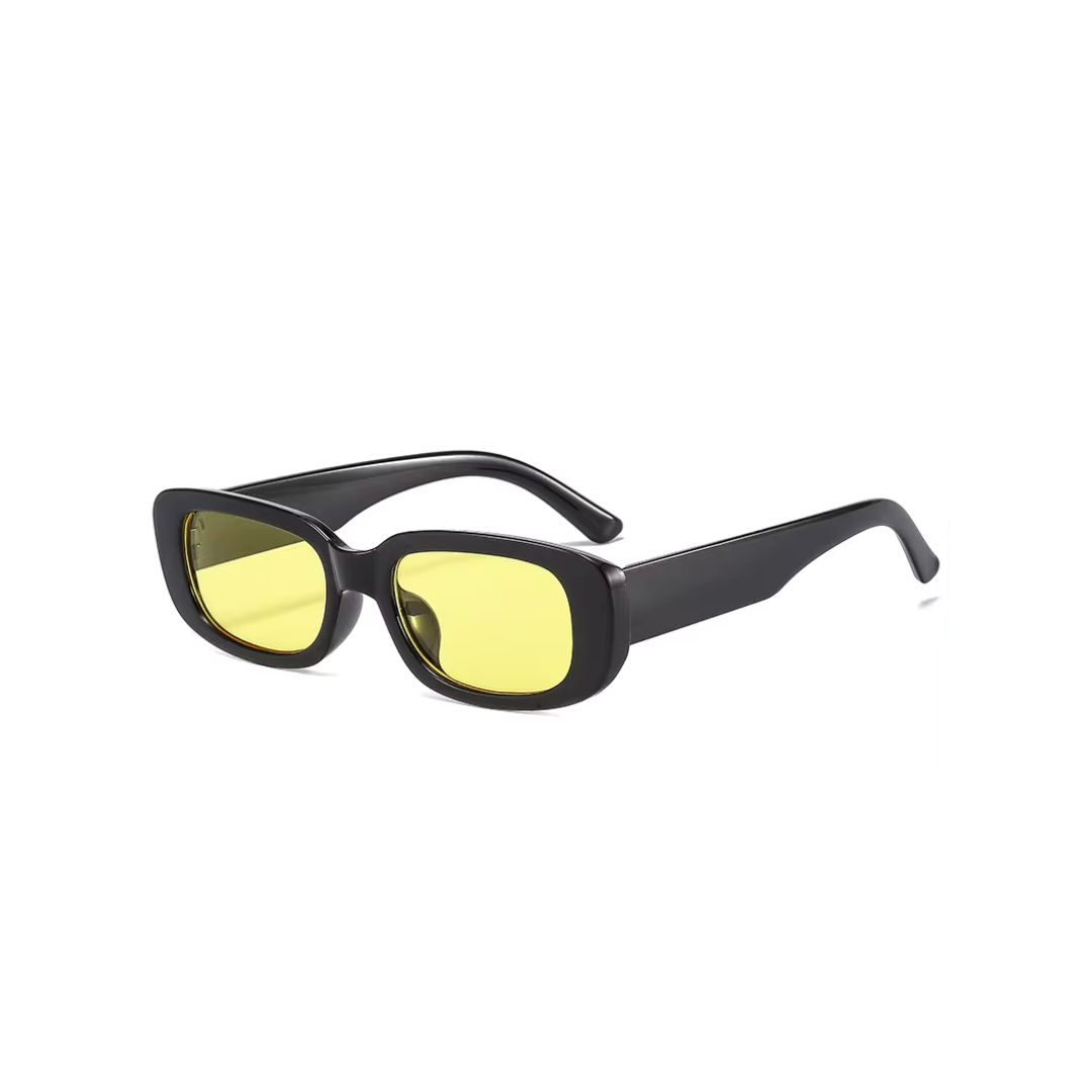 Retro Rectangle Sunglasses Black Yellow