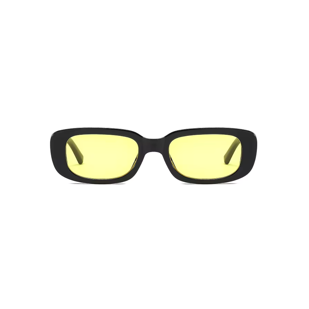 Retro Rectangle Sunglasses Black Yellow