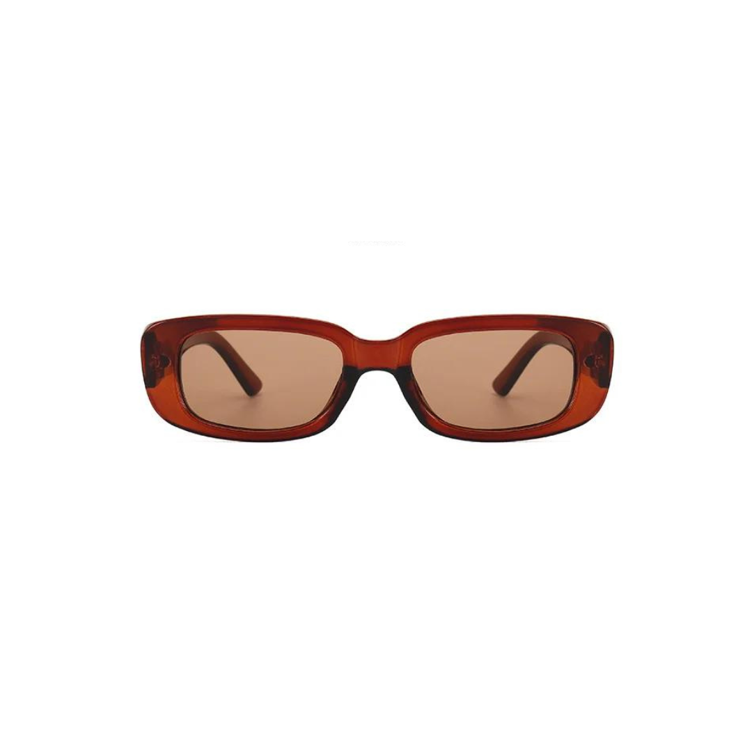 Retro Rectangle Sunglasses Brown