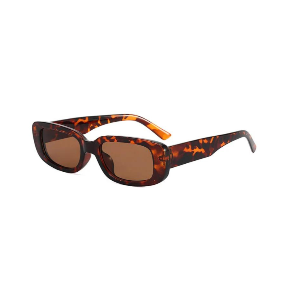 Retro Rectangle Sunglasses Leopard