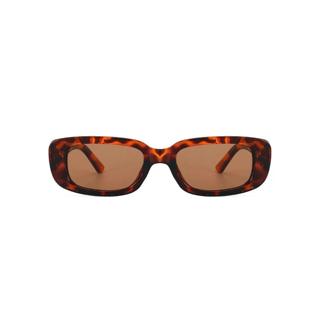 Retro Rectangle Sunglasses Leopard