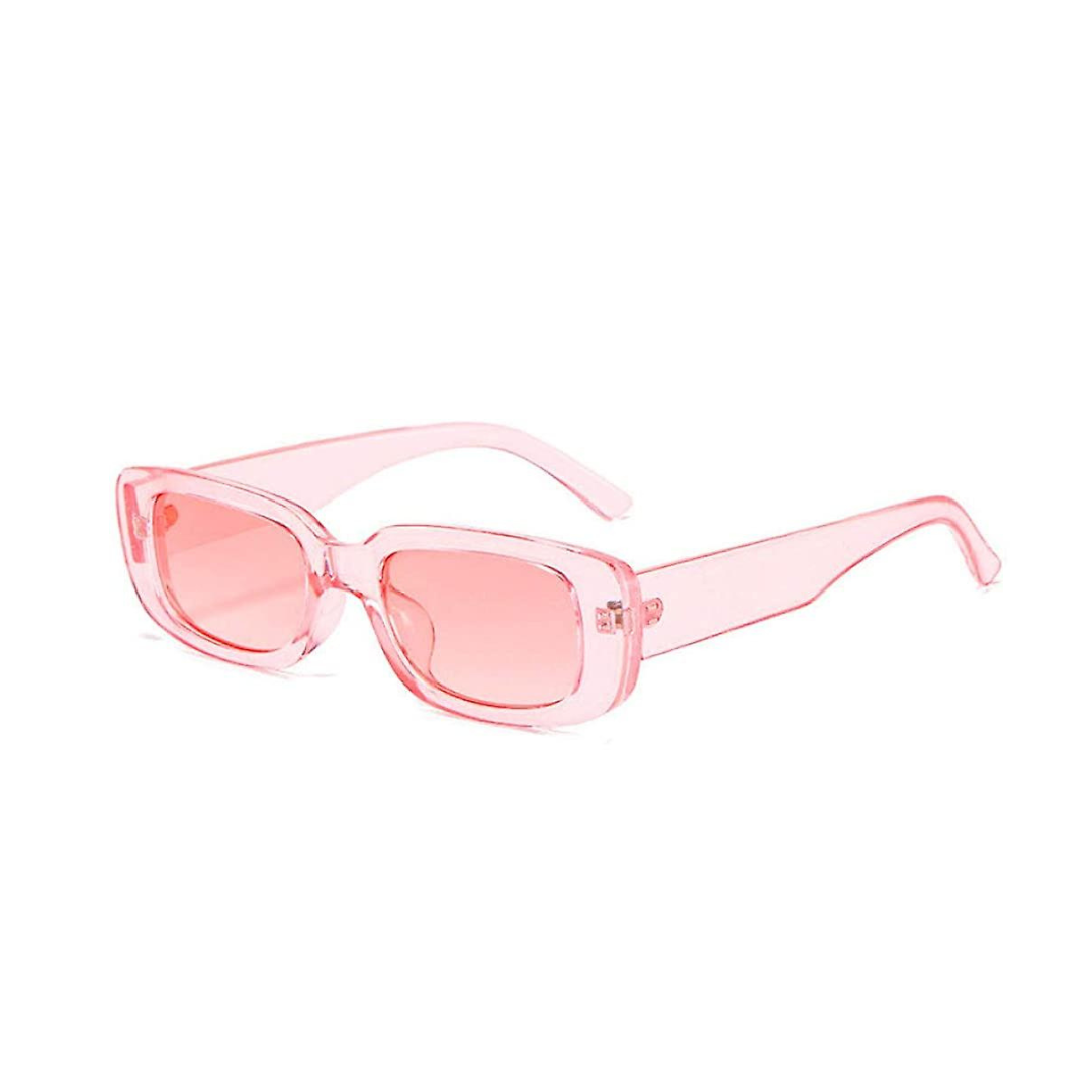 Retro Rectangle Sunglasses Pale Pink