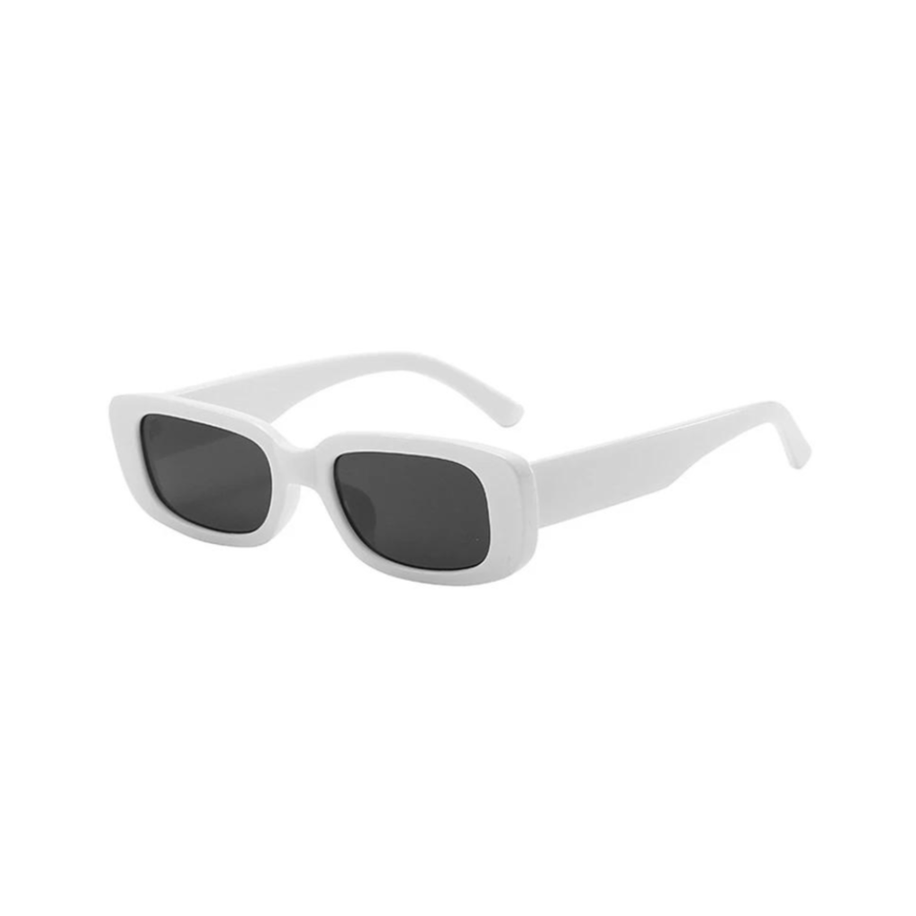 Retro Rectangle Sunglasses White