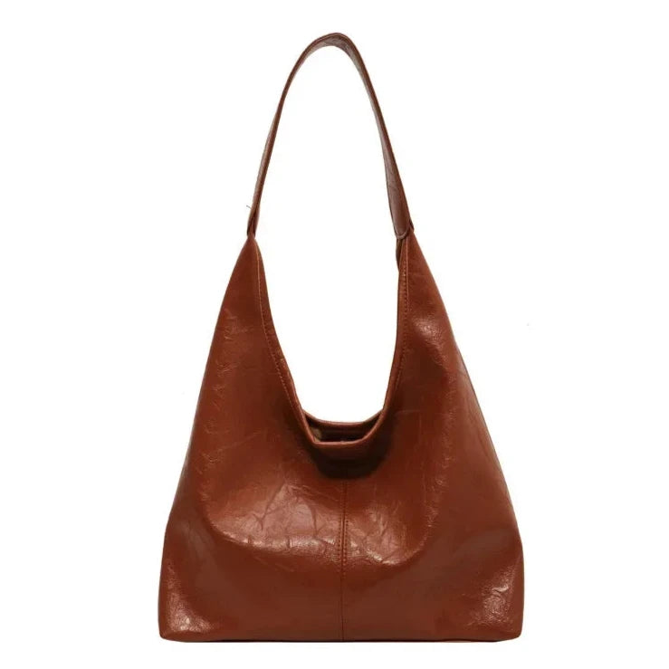 Slouch Textured Tote Shoulder Bag Brown