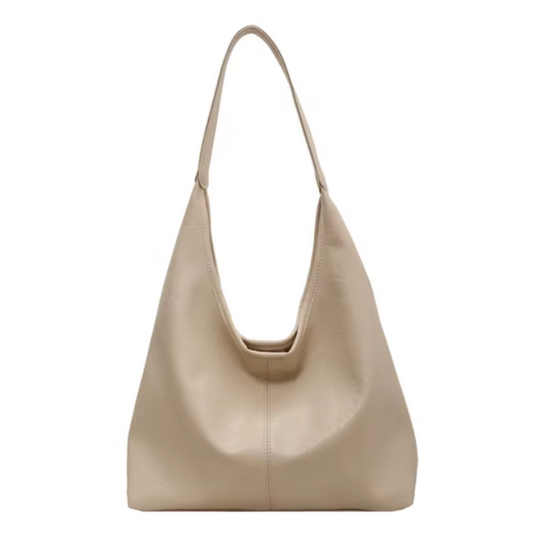 Slouch Textured Tote Shoulder Bag Beige