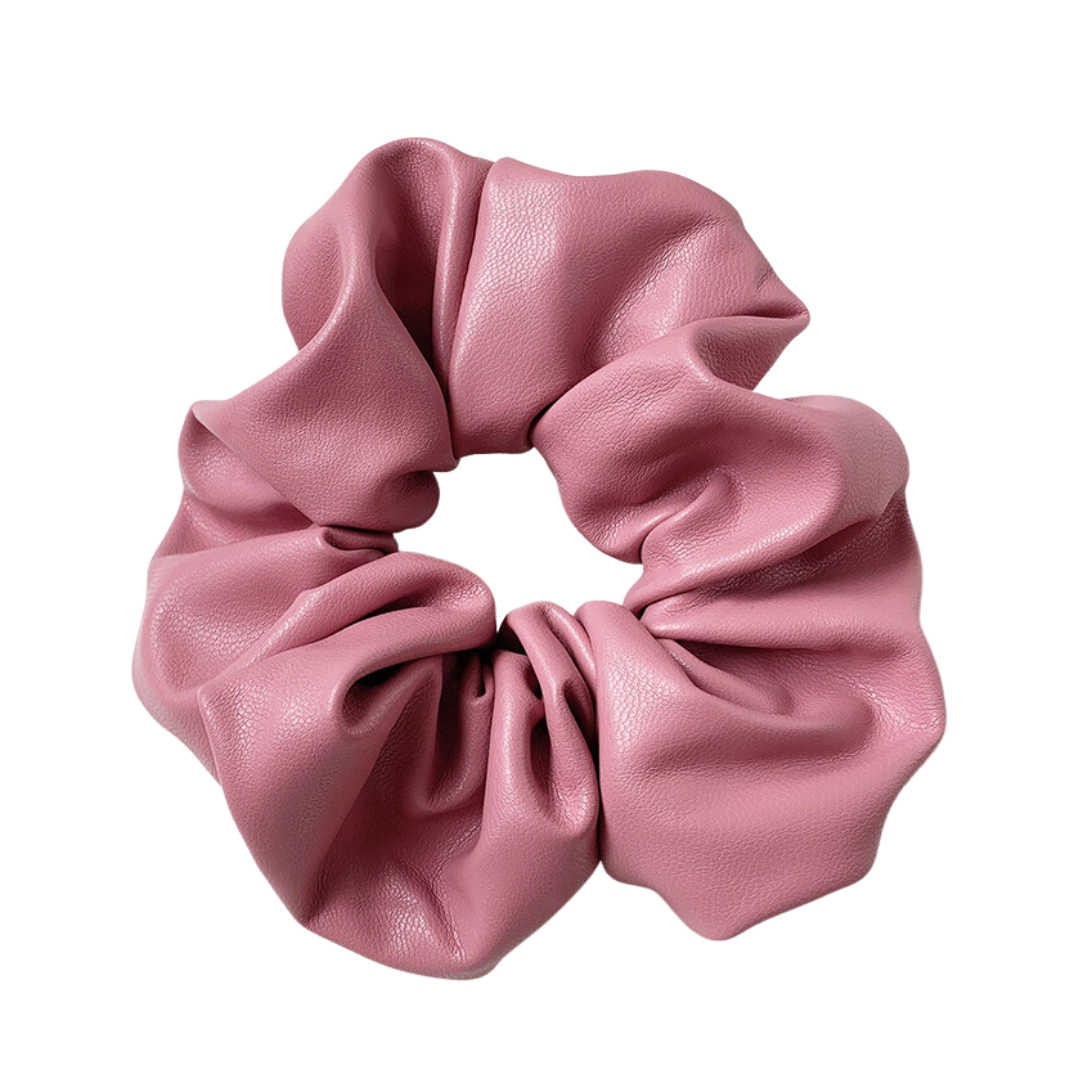 Vegan Leather Scrunchie Pink