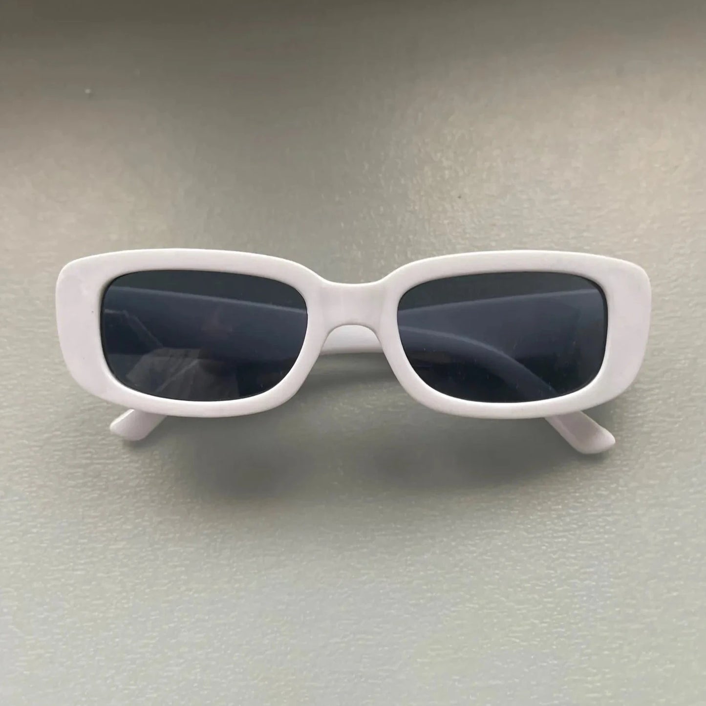 Retro Rectangle Sunglasses White