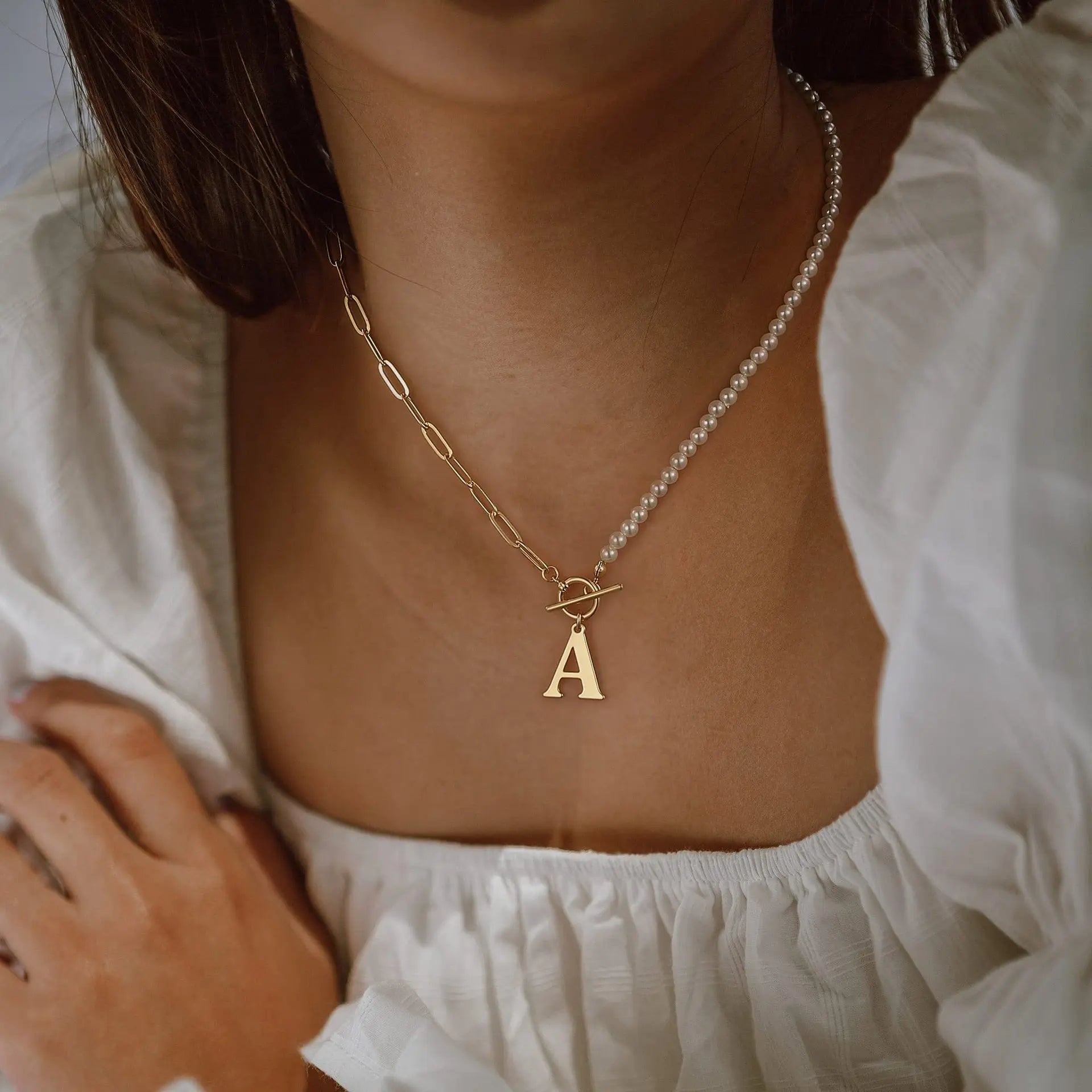 Pearl Initial Necklace– arcina jewellery
