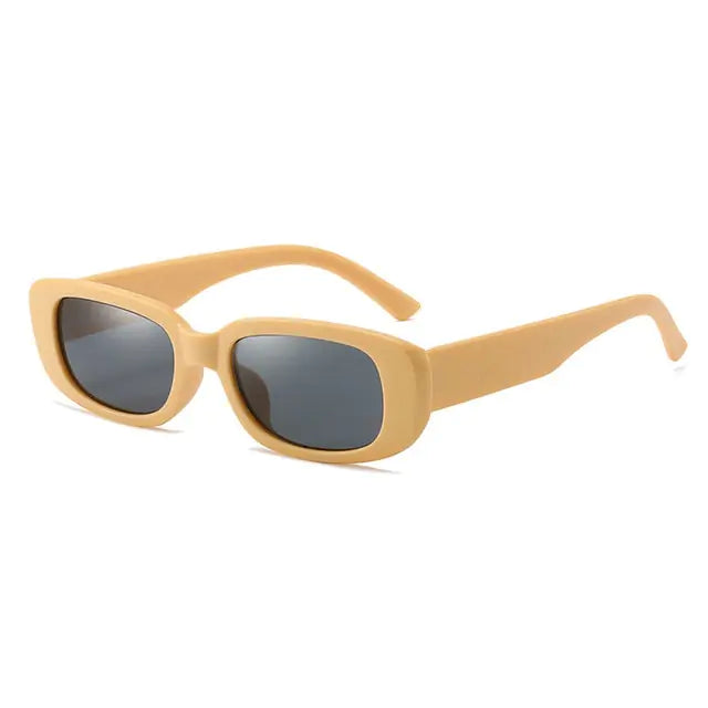 Retro Rectangle Sunglasses Beige